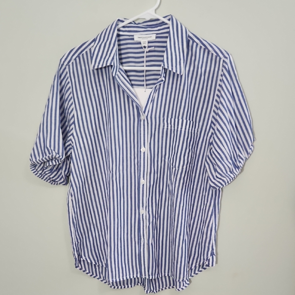 beachlunchlounge Blue and White Striped Button Down Shirt
